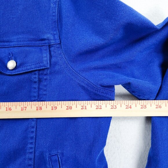 Ralph Lauren Jacket Women 1X Blue Denim Trucker Jean Button Front Casual Classic - Picture 4 of 12